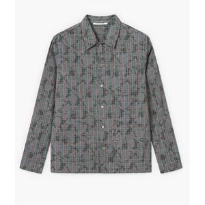 Wood Wood David Swirl Grid Cotton Button-Up‎ Shirt Mens